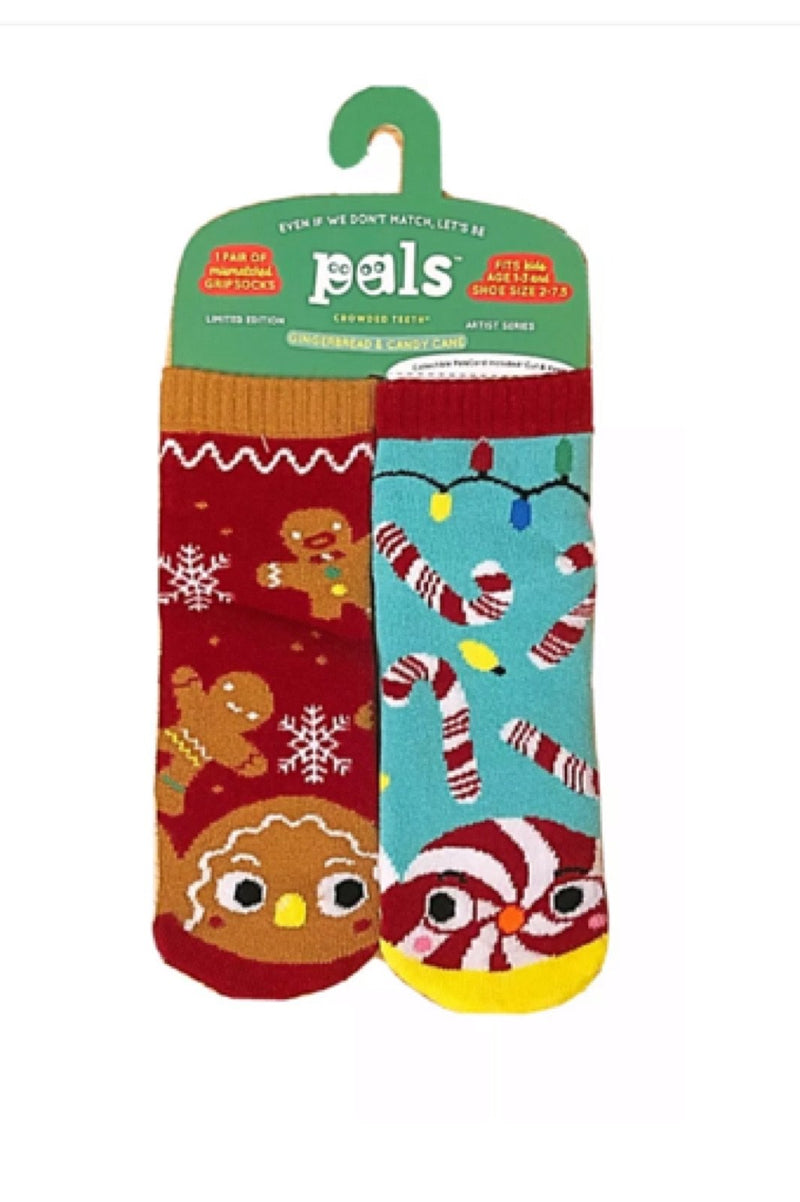 Gingerbread & Candy Cane Pals Mismatched Socks