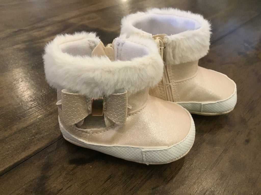 Champagne Booties with Faux Fur