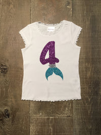 Numbered Birthday Mermaid Tail Shirt