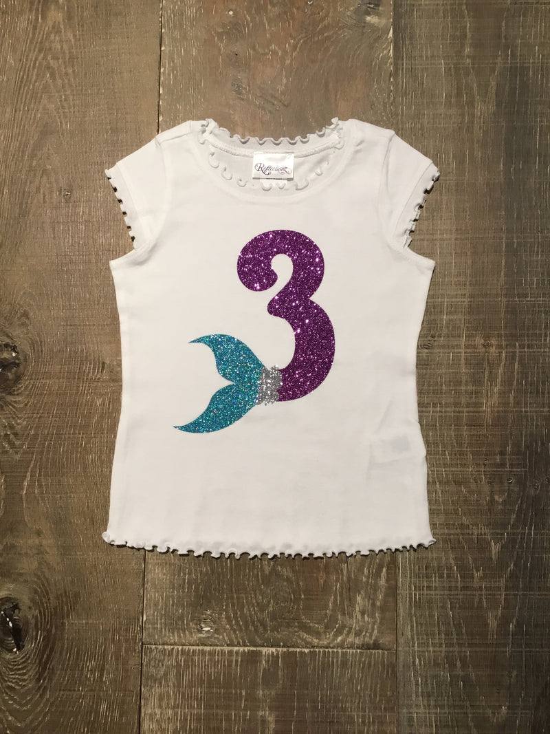 Numbered Birthday Mermaid Tail Shirt