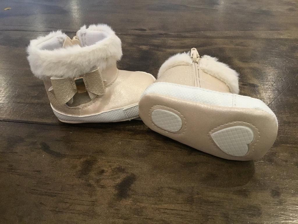 Champagne Booties with Faux Fur