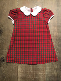 Red Plaid Dress with Scallop Collar
