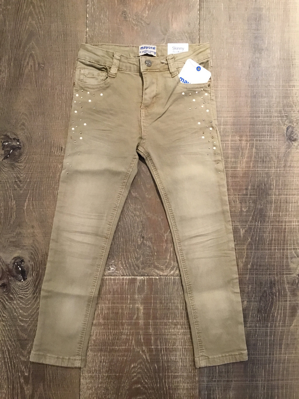 Jeweled Khaki Skinny Pants