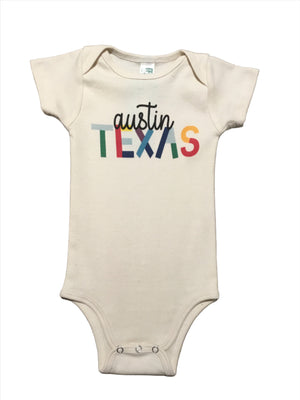 Organic Rainbow Austin Onesie-Natural