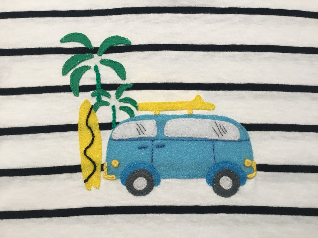 B&W Striped Surf Van T-Shirt