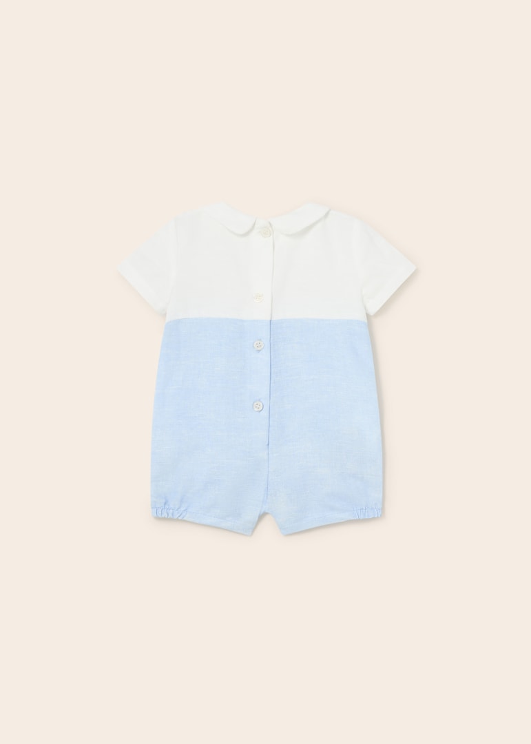 Infant Linen White & Sky Blue Romper