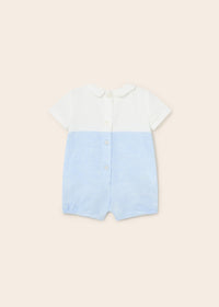 Infant Linen White & Sky Blue Romper