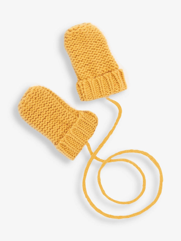 Mittens with String - Mustard