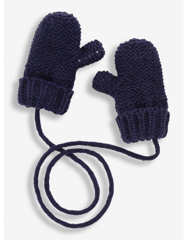 Mittens with String - Navy