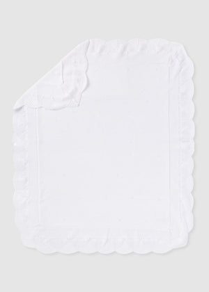 White Rosette Ruffled Shawl Baby Blanket