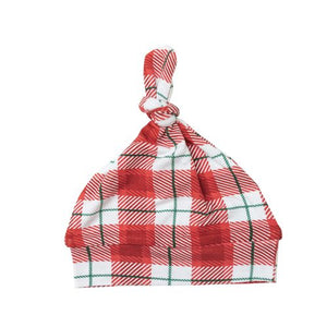 Holiday Red Plaid Knotted Hat