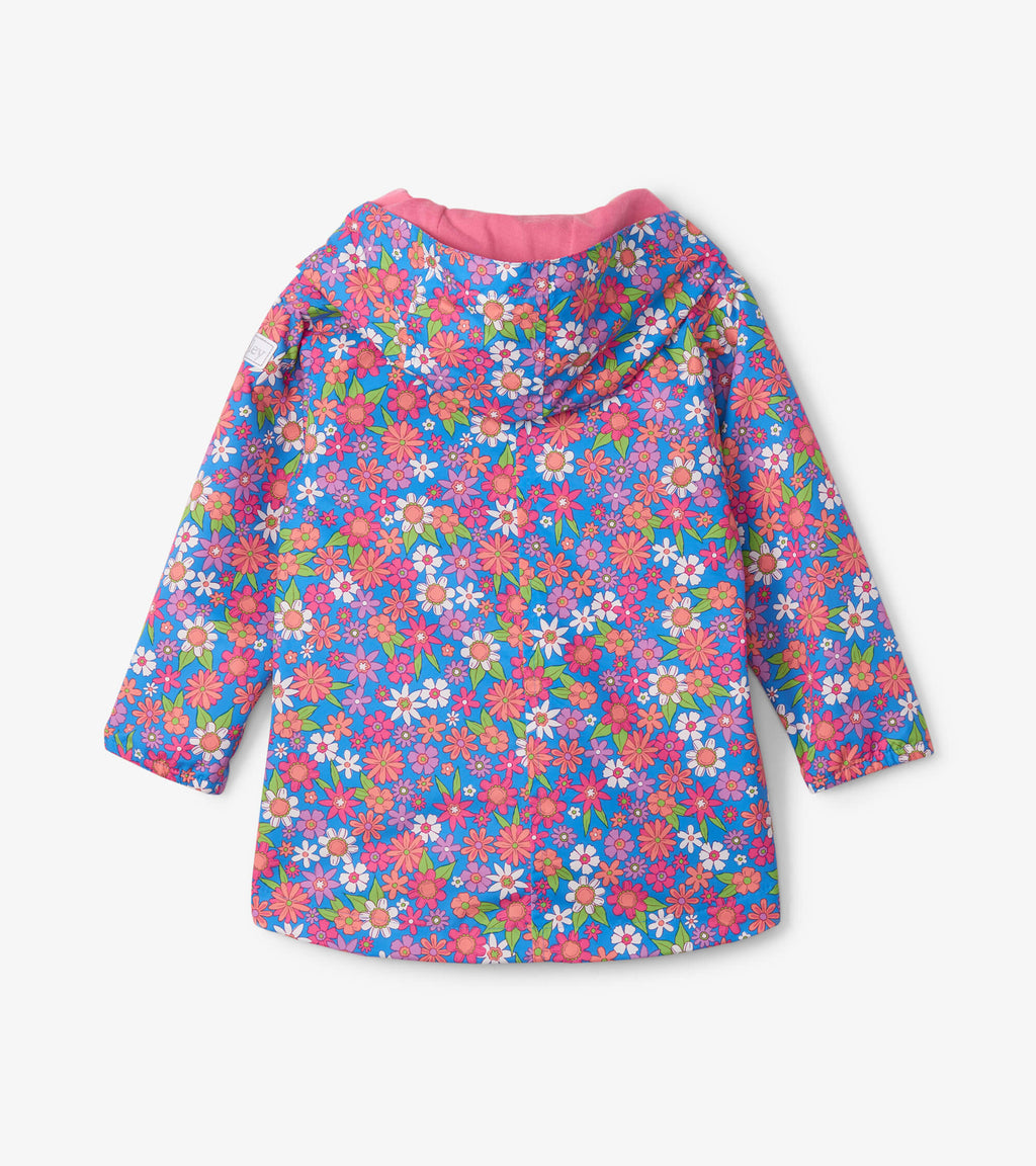 retro floral microfiber rain jacket