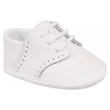 White Leather Saddle Oxford Crib Shoe