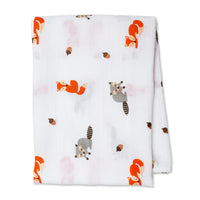 Lulujo Cotton Swaddle – Forest Friends – 47×47″